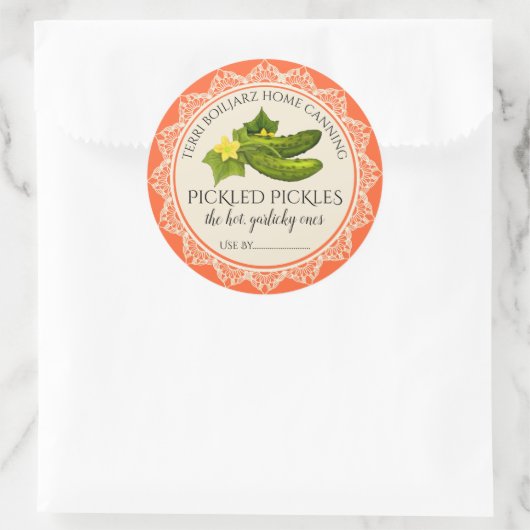 漬物キュウリのパーソナライズされた自家缶詰 ラウンドシール (バッグ)