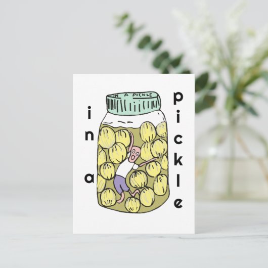 漬物救済の玉ねぎの瓶に入れる ポストカード (スタンド正面)