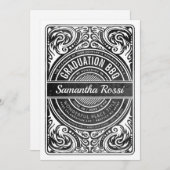 漸進的BBQ招待状ブラック&ホワイト 招待状 (正面/裏面)