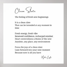 潔白な slate 新たなスタート 感動の詩 壁 ポスター