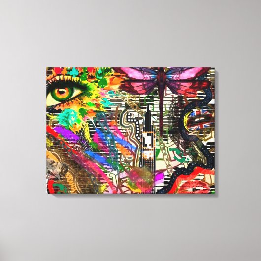 潜在意識ドリームデジタルコラージュby KEB キャンバスプリント (正面)