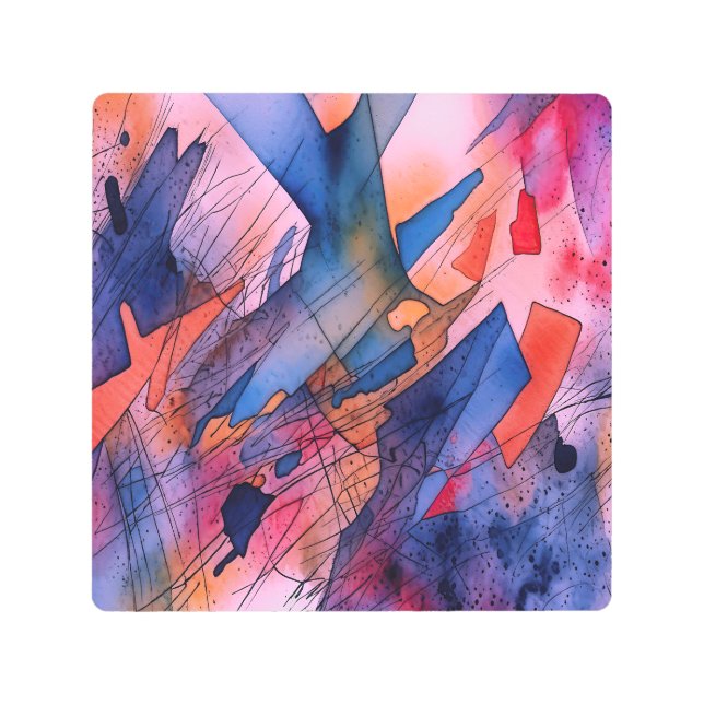 「潜在能力を解き放つ」コンテンポラリー抽象芸術・アート メタルプリント (正面)