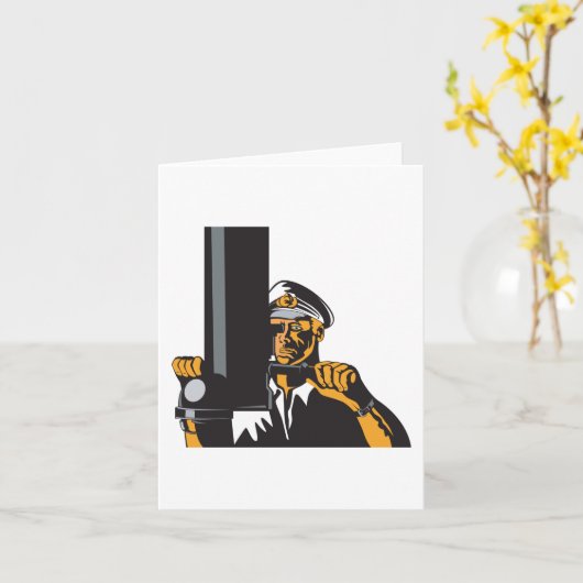 潜望鏡航海のを用いた潜水艦長 カード (黄色い花)