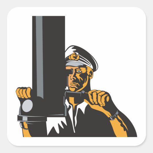 潜望鏡航海のを用いた潜水艦長 スクエアシール (正面)