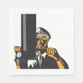 潜望鏡航海のを用いた潜水艦長 スタンダードランチョンナプキン (正面)