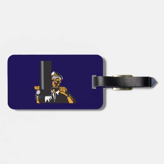 潜望鏡航海のを用いた潜水艦長 ラゲッジタグ (裏面横)