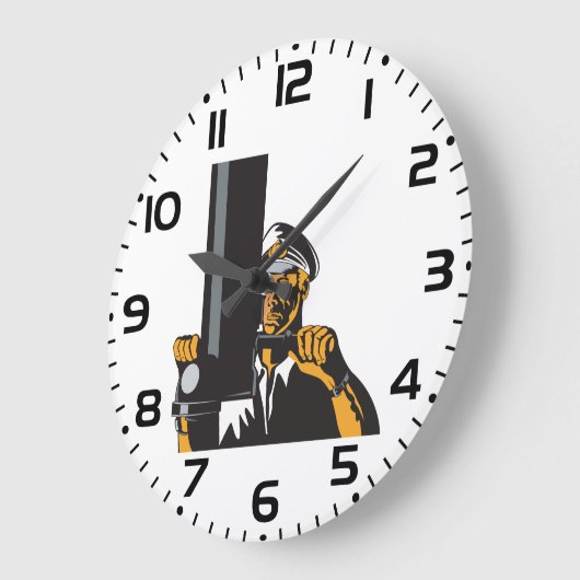 潜望鏡航海のを用いた潜水艦長 ラージ壁時計 (傾斜)