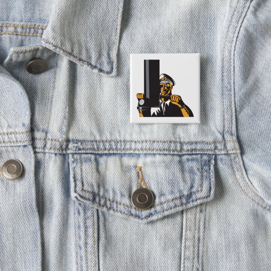 潜望鏡航海のを用いた潜水艦長 缶バッジ (インサイチュ)