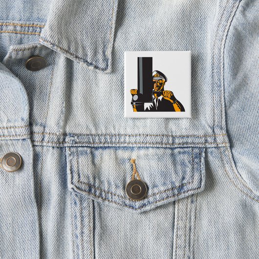 潜望鏡航海のを用いた潜水艦長 缶バッジ