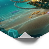 潜水夫は、海の生き物に守られている宝物を見つける ポスター (角)