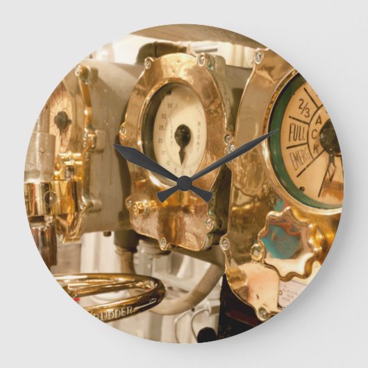 潜水艦の運行ゲージそして楽器 ラージ壁時計 (正面)