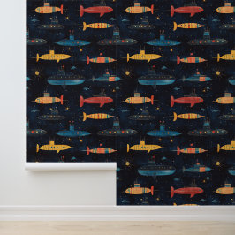 潜水艦水中船チョークスケッチ 壁紙