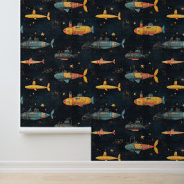 潜水艦水中船チョークスケッチ 壁紙