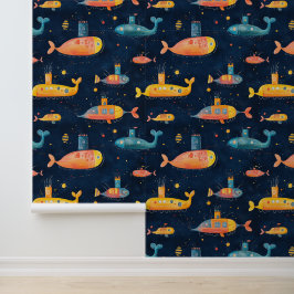 潜水艦水中船チョークスケッチ 壁紙