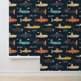 潜水艦水中船チョークスケッチ 壁紙