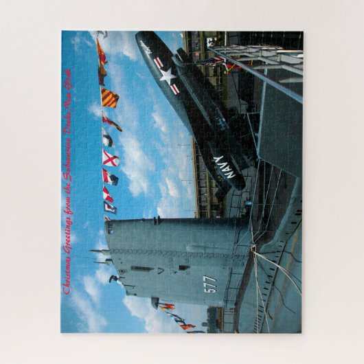 潜水艦波止場ニューヨーク。クリスマスグリーティング ジグソーパズル (縦)