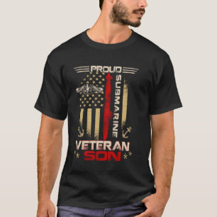 潜水艦誇りを持った退役軍人ソン米国国旗の愛国的な砦 Tシャツ