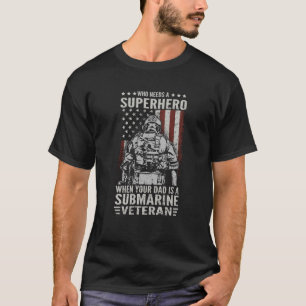 潜水艦誇りを持った退役軍人パパ国旗USAアメリカンサブム Tシャツ
