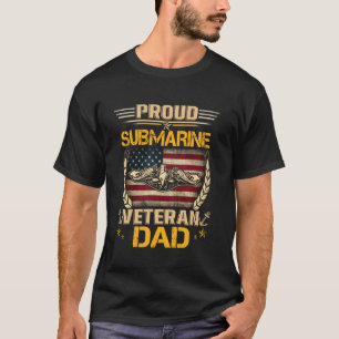潜水艦誇りを持った退役軍人パパ米国国旗の愛国的な砦 Tシャツ