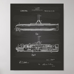 潜水艦1919のパテントの芸術の黒板 ポスター