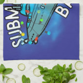 潜水艦、ボーブル、クリスマス キッチンタオル (折り畳み)