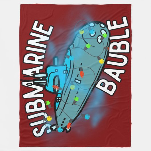 潜水艦、ボーブル、クリスマス フリースブランケット (正面)