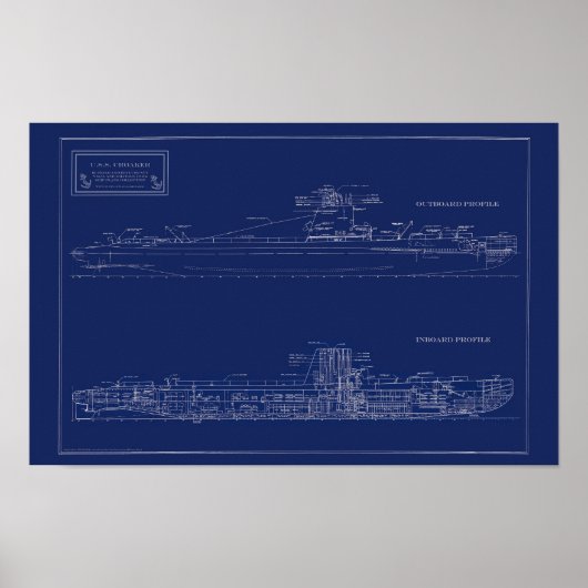 潜水艦U.S.S.クローカー設計図 ポスター (正面)