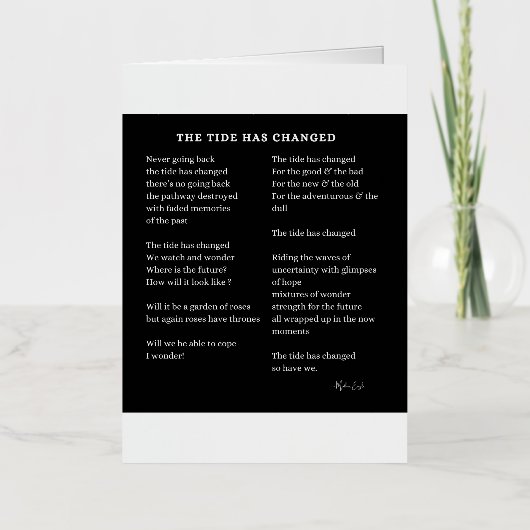 潮でスタートの新歌が変わった 箔グリーティングカード (正面)