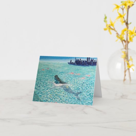 潮に対する人魚 カード (黄色い花)