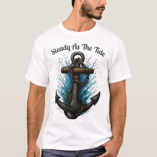 潮のごとく穏やかに 錨の海のTシャツデザイン Tシャツ