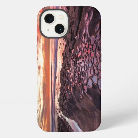 潮の流れの夕焼け iPhoneケース (裏面)