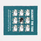 潮の満ち引きに フリースブランケット (正面(横))