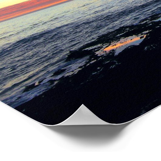 潮の満ち引きの夕日 ポスター (角)