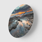 潮の満ち引きの日没 ラウンド壁時計 (傾斜)