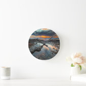 潮の満ち引きの日没 ラウンド壁時計 (ホーム)