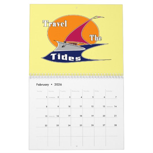 潮の満ち引きをする カレンダー (2月 2026)