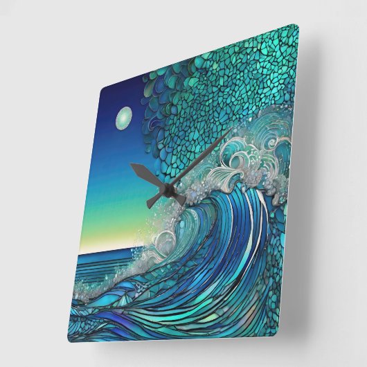 潮下の真珠 – Surreal Seascape スクエア壁時計 (傾斜)