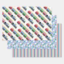 潮朝号トレイン、ストライプ水玉模様 ラッピングペーパーシート