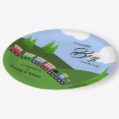 潮朝汽車ランドスケープ男の子の赤ちゃんシャワー ペーパープレート (アングル)