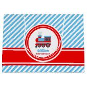 潮朝王電車の誕生日パーティーデコレーション ラージペーパーバッグ (正面)