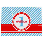 潮朝王電車の誕生日パーティーデコレーション ラージペーパーバッグ (裏面)