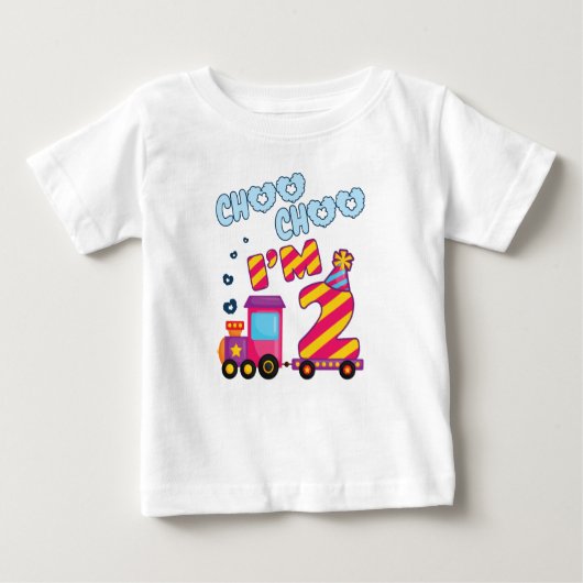 潮朝私は2歳のバースデートレイン ベビーTシャツ (正面)
