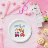 潮朝私は2歳のバースデートレイン ペーパープレート (パーティー)