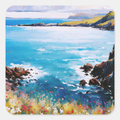 潮汐の夢と牧草地の風 スクエアシール (正面)