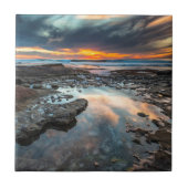 潮溜りからの夕日 タイル (正面)