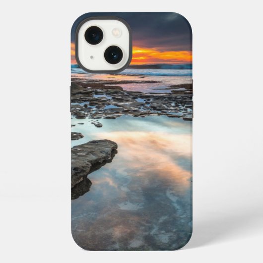 潮溜りからの夕日 iPhoneケース (裏面)