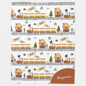 潮潮汽車パターン名リトルキッド フリースブランケット (正面)