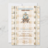 潮潮汽車1歳の誕生日 招待状 (正面)