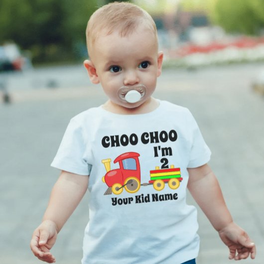潮長私2歳の電車子供の誕生日ギフト ベビーTシャツ