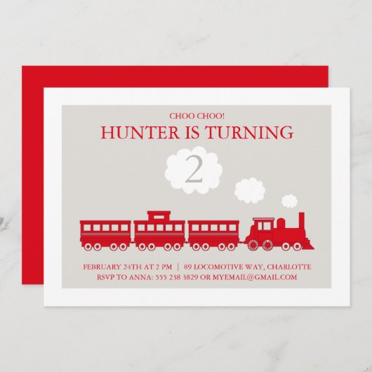 潮長電車の誕生日パーティーの招待状 招待状 (正面/裏面)